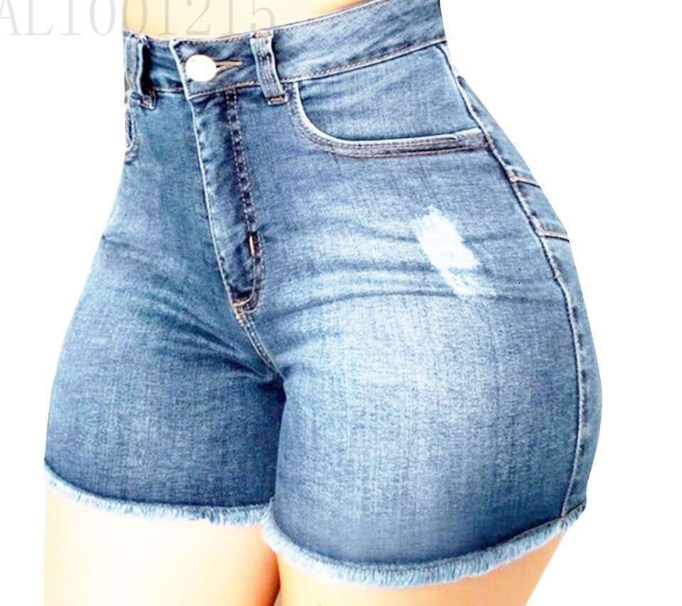 Shorts Women Denim Shorts Elastic Slim Fit Distressed Fringe Denim Shorts For Women Jean Shorts