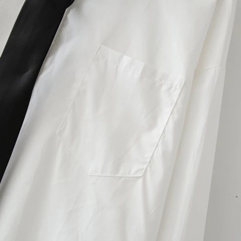 GIDYQ Women White Jk Shirts Long Sleeve Fall Student Shirts Casual Button Up Japan Black Tie Preppy Style Girls Tops 250529Z