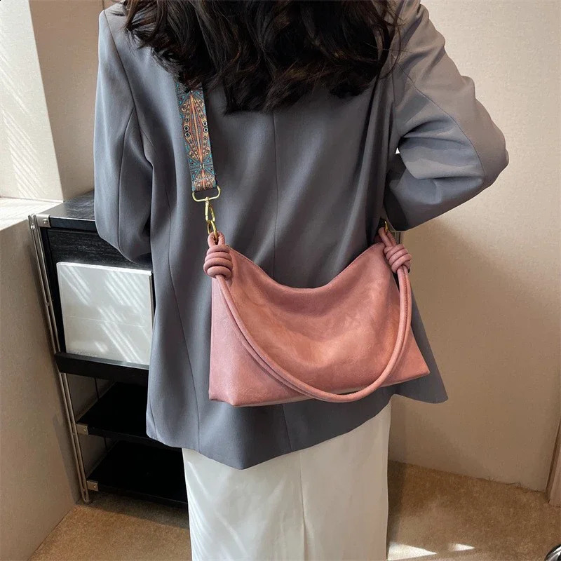 fashionable womens bag high-end soft leather texture single shoulder bag womens crossbody bag geometric wide shoulder 250523