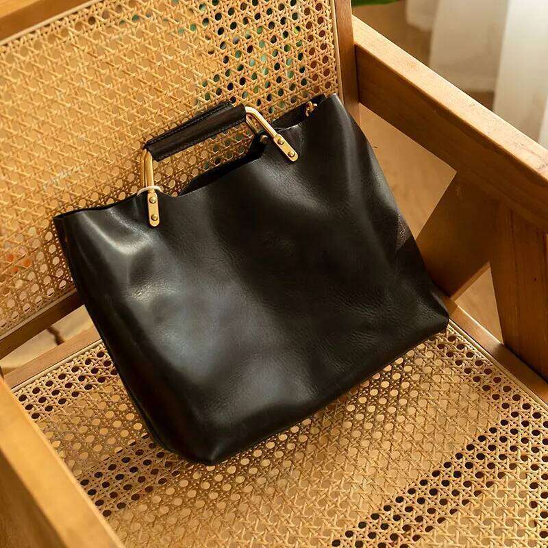 Designer Bag Fashion First Layer Vegetable Tanned Cowhide Women Handbag Literary Vintage Genuine Leather Shoulder