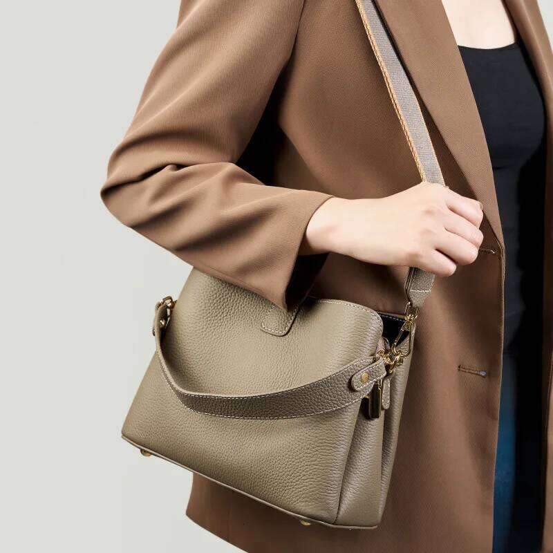 High-Quality Genuine Leather Bucket Shoulder Bags Tote For Purses With Two Strap Designer Women High-End Handbags