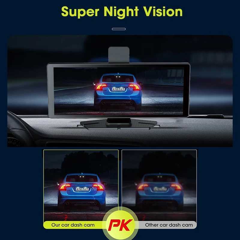 Car dvr Inch 4K 1080P GPS WIFI Dashcam Auto Carplay Car dvr Android Bluetooth FM Aux Connectivity UHD Night Vision Black Box R250529