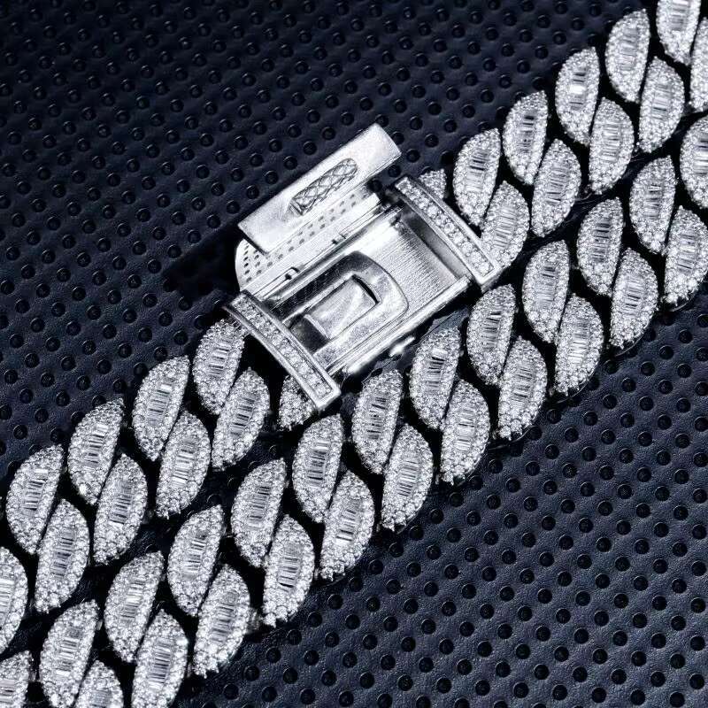 20mm Moissanite Chain Hip Hop Jewelry Men Necklace VVS Hip Hop Sterling Silver 925 Jewellery Luxury Cuban Link Chain