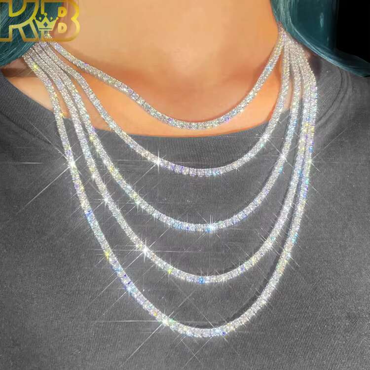 Mens Hip Hop Tennis Chain 925 Sterling Silver Moissanite VVS Diamond Chain Necklace Iced Out Jewelry Luxury Gift