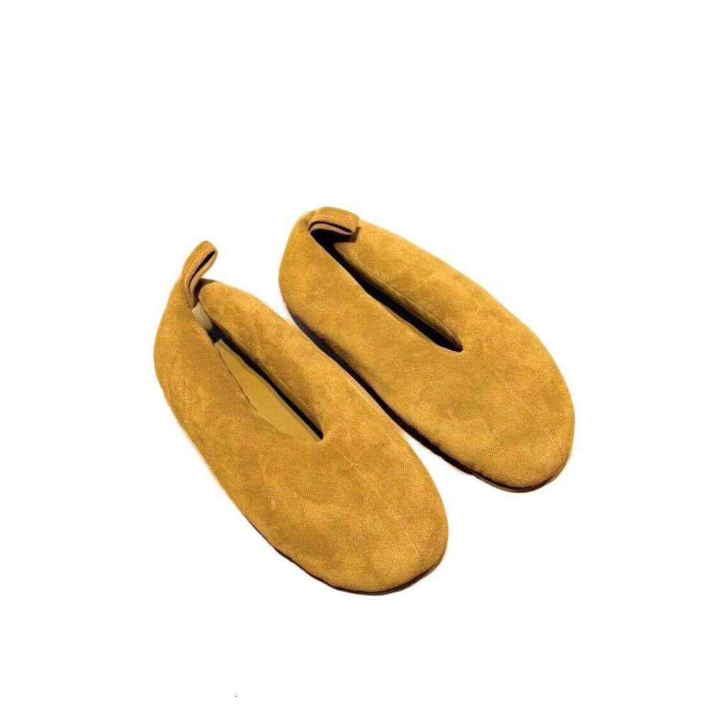 Genuine Leather Korean Style Lazy Bread Round Toe Single Women 2025 New Spring Fashion Ballet Flat Shoes