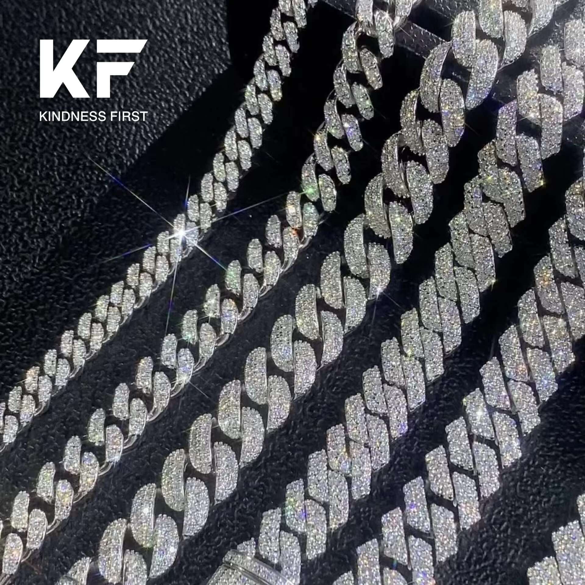 Fashion Jewelry Hip Hop VVS Diamond Full Size S925 Silver Moissanite Necklace Cuban Link Chain