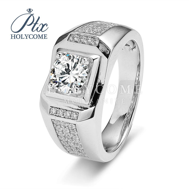 1CT Moissanite Ring Sterling Sliver 925 Men's Rings Couple Wedding Engagement Luxury White D VVS Clarify Good Quality Moissanite Mens Diamond Rin