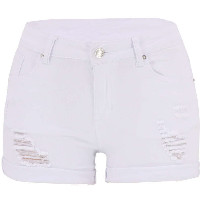 Shorts Women Denim Shorts Spring Ripped Cuffed Hem Denim Shorts Low Waist Jeans For Women Jean Shorts Blue denim shorts