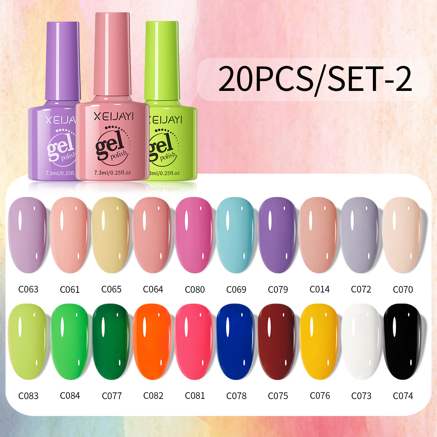 20 Colors Set 7.3ml Summer Trend 20 Colors Nail Gel 2024 New UV Gel Trendy Brightening Nail Art