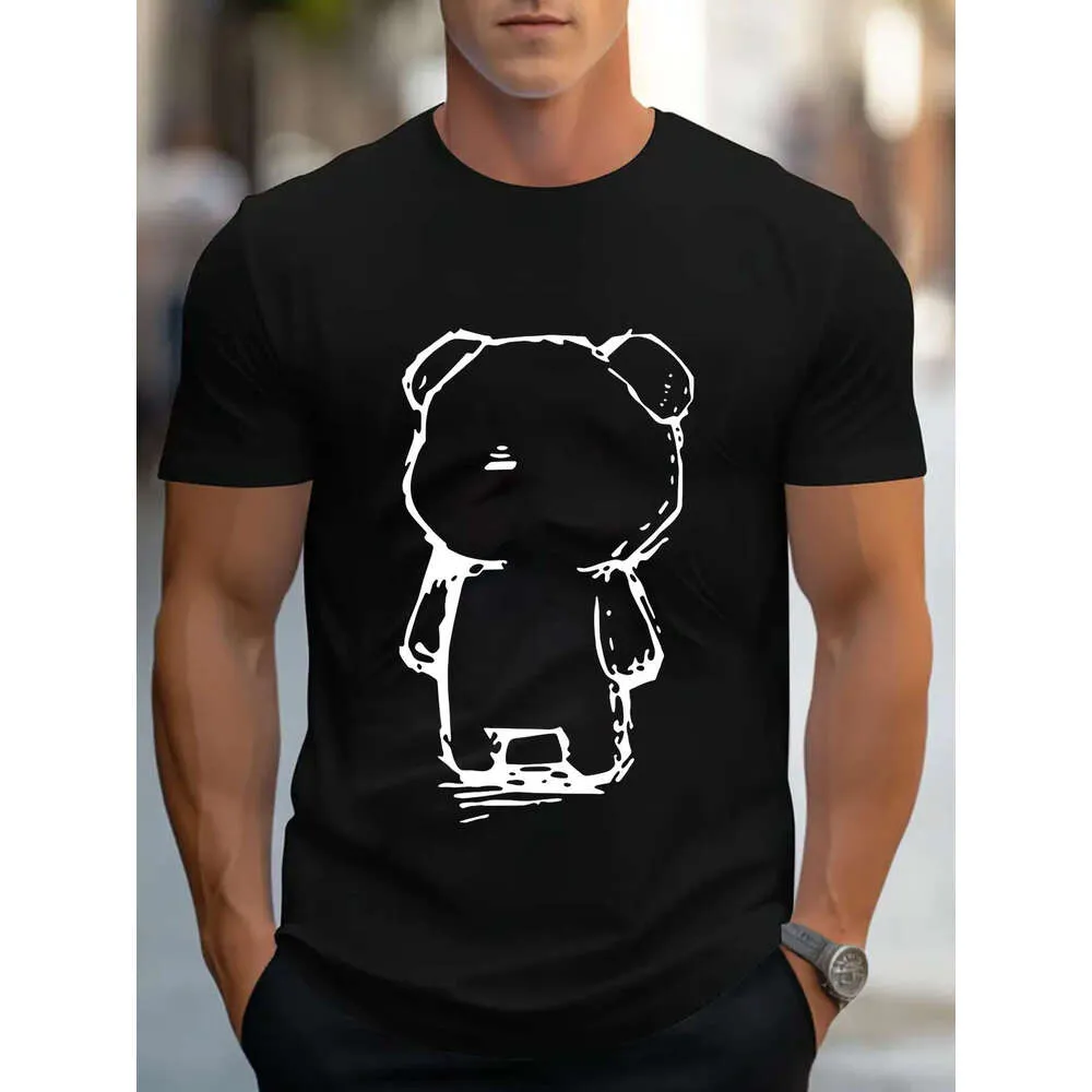 Fashion Mens Summer T-Shirt shirts Cartoon Cute Little Bear Printing Fashion t Round Neck Tops Cotton Tee Shirt Short Sleeved Free shipping