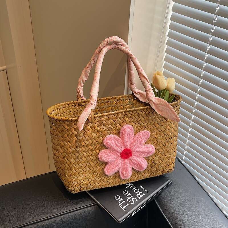 Handwoven 2025 New Straw Beach Vacation Tote Large Capacity Basket Bag for Women