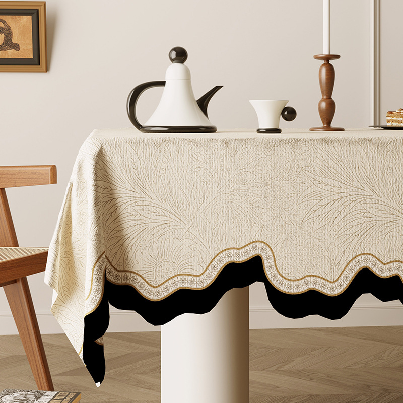 A630 new Chinese style table cloth waterproof and oil-proof washable coffee table cloth living room restaurant rectangular light luxury high-end table