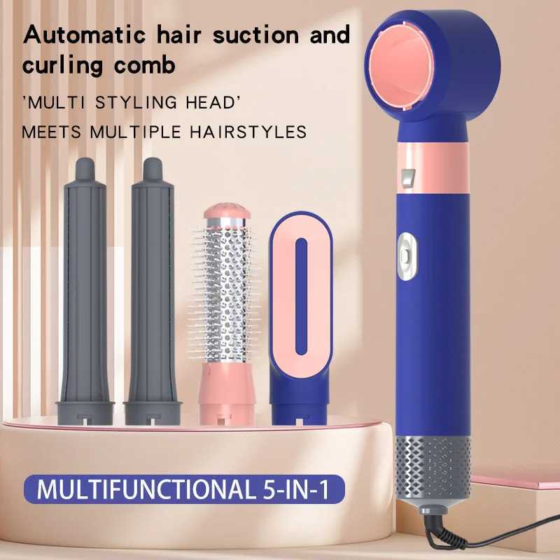 US/UK/EU 5 in 1 Straight Hair Curling Hair Styling Tool Automatic Curling Hair Dryer with Curlers Styling Carrying negative ionsXJ250528