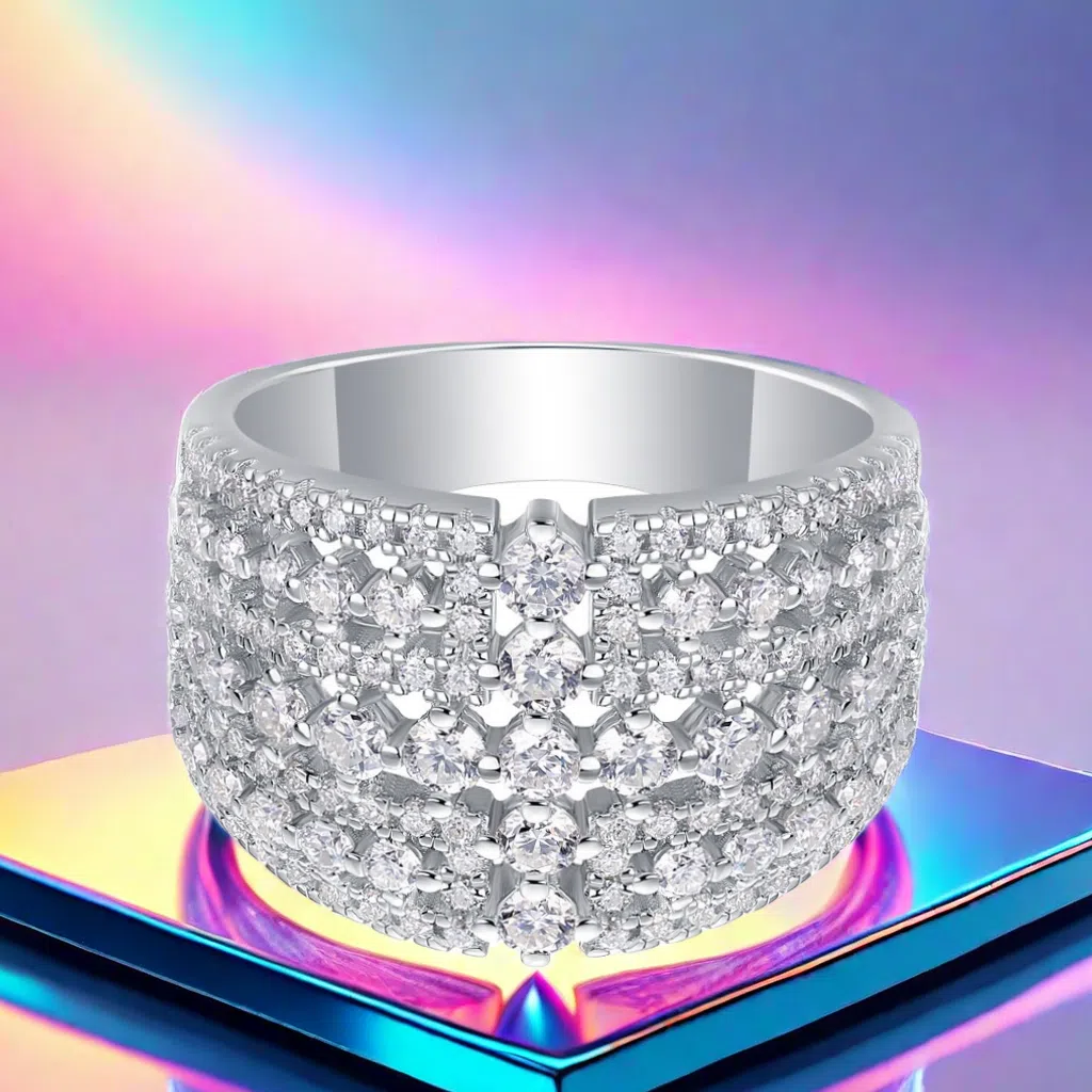 133 Moissanite stones S925 sterlin silver flight of time personalized fashionable band ring elegant luxurious designer high-end unique distinct jewelr