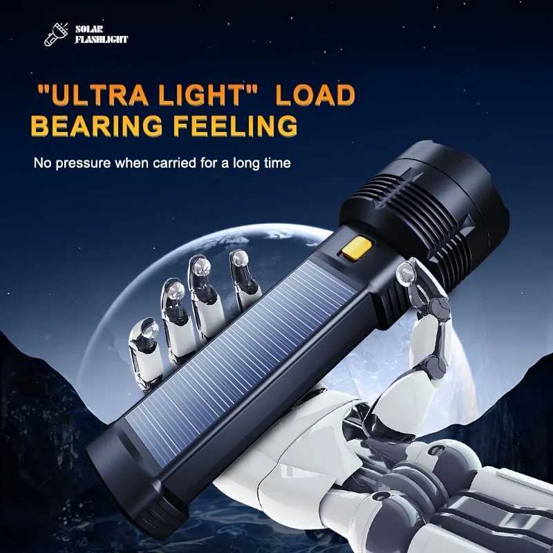 Multi-function Solar LED Flashlight Lantern Outdoor Long Range Torch Emergency Power Bank LED Solar Flashlight XJ250529