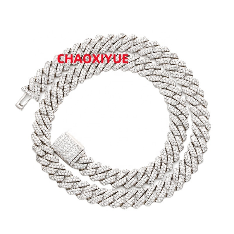8mm Iced Out VVS Moissanite Cuban Link Chain Men and Women S925 Silver Hip Hop Jewelry Diamond Test Necklace