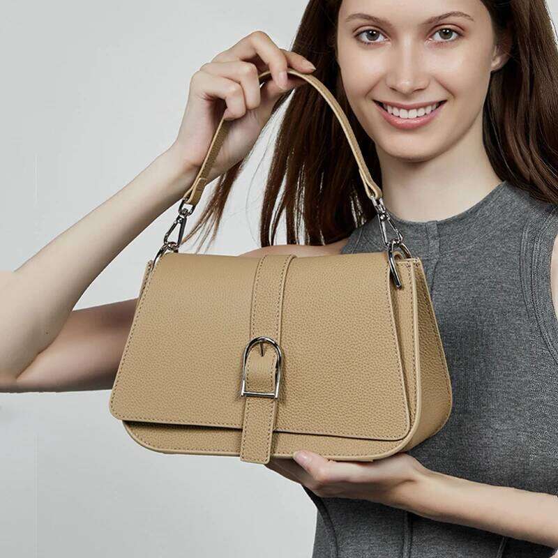 Toptrends Natural Genuine Leather Saddle Crossbody Bags For Women 2025 Designer Flap Shoulder Purses Tote Ladies Handbags