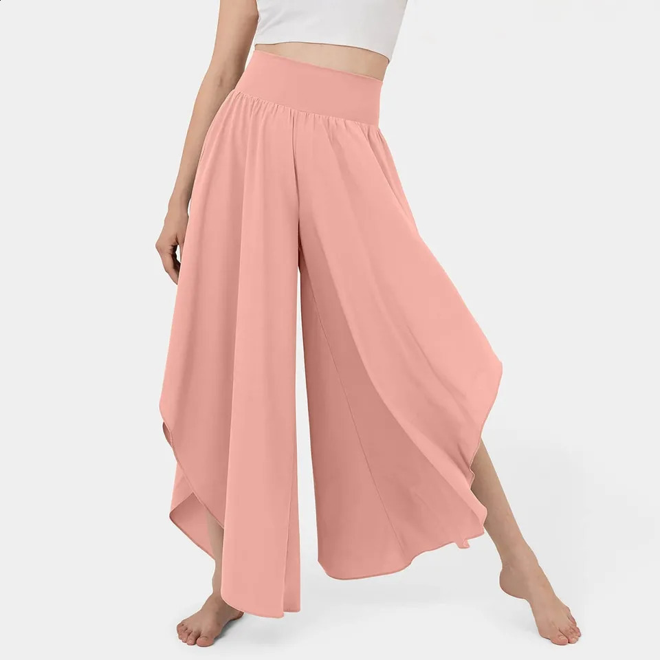 Women Wide Leg Pants High Waisted Yoga Hippie Casual Wear Boho Beach Palazzo Pants Women Jogging Trousers Korean Chiffon 250529Z
