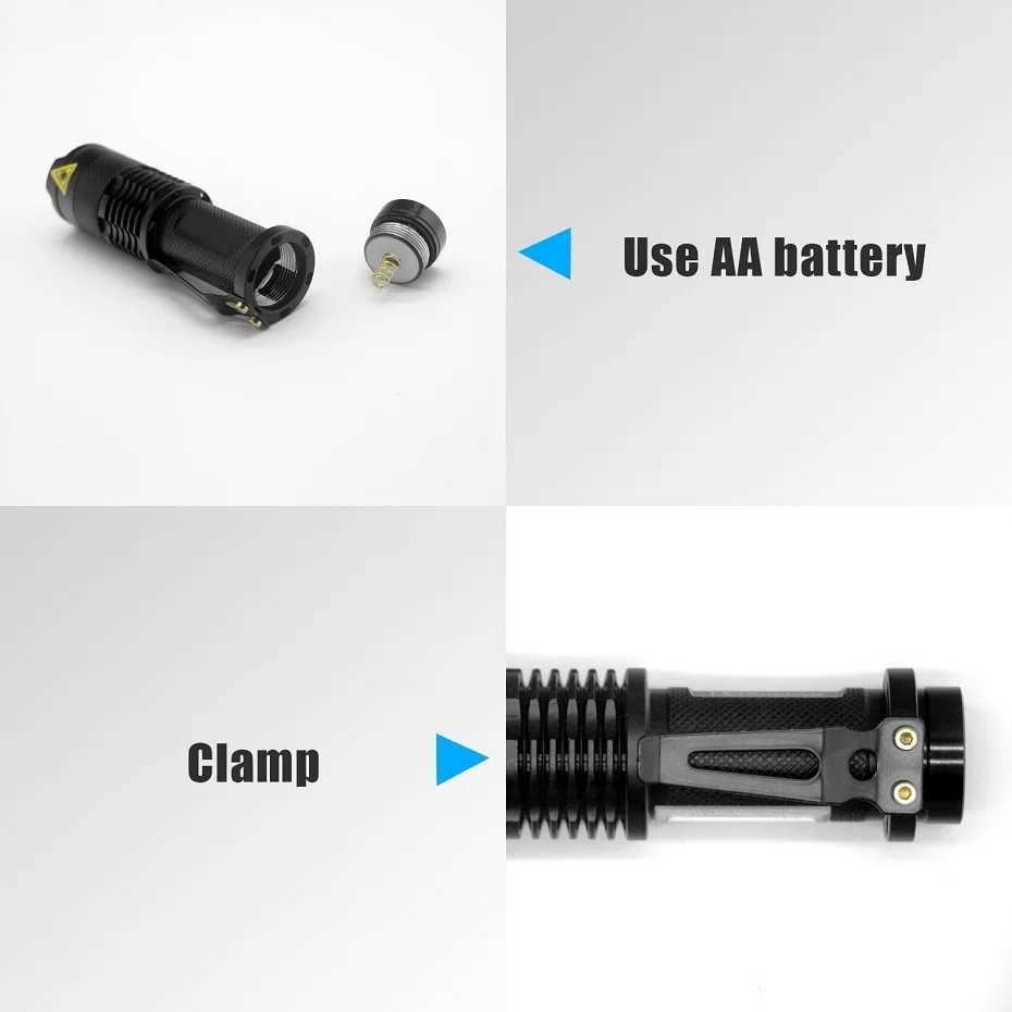 4 Modes Portable Working Flash lamp White LED Flashlight Zoomable torch flashlight Lighting lantern Use AA 14500 Battery Light XJ250529