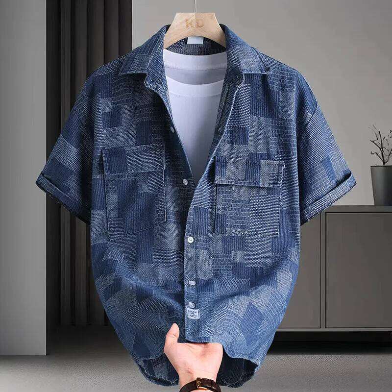 Women's Wear Summer Men's Short Sleeve Shirt Men Casual And Fashionable Grid Pattern Shirts Man Thin Beach Top Seaside Clothes