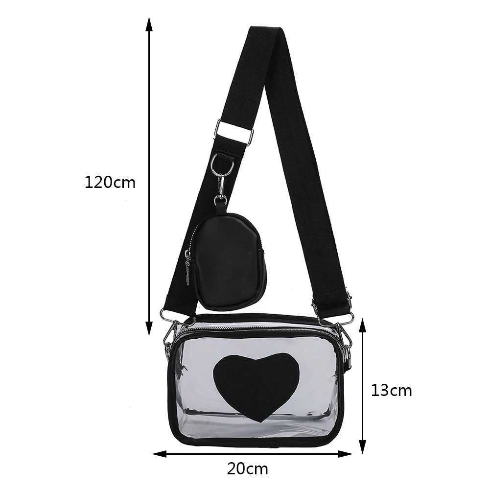 Transparent PVC Female Tote Bag Fashion Love Small Clear Phone Bag Casual Waterproof Adjustable Strap Simple for Adults and Teenagers XJ2520528