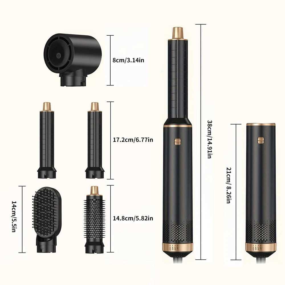 5 in 1 Electric Hair Dryer Comb Hair Straightener Comb Negative Ion Curling Iron Styling Tools Multifunctional Hot Air BrushXJ250528
