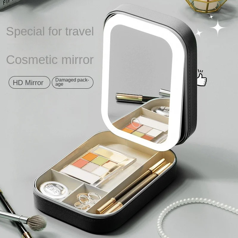 Smart LED Cosmetic Case With Mirror Travel Makeup Bag Small cute Female Beautician Skincare Product For Women 250528