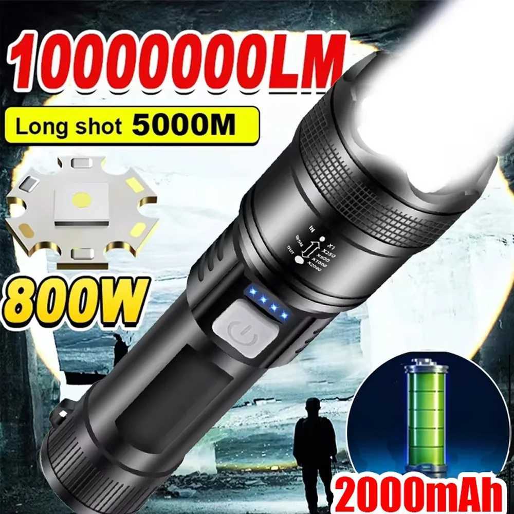 Portable Rechargeable LED Flashlights High Power Military Tactical Flashlight With Sidelight Torch Outdoor Camping Fishing Lamp XJ250529
