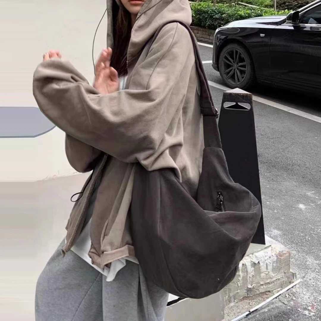 Canvas dumpling bag large capacity fashionable and simple for women one shoulder crossbody bag casual and versatile student XJ2520528