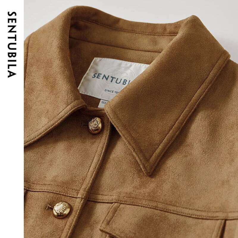 SENTUBILA Retro Leather Jackets for Women Winter Thick Warm Outerwear Vintage Moto Biker Jacket Female Short Coat 143W56798