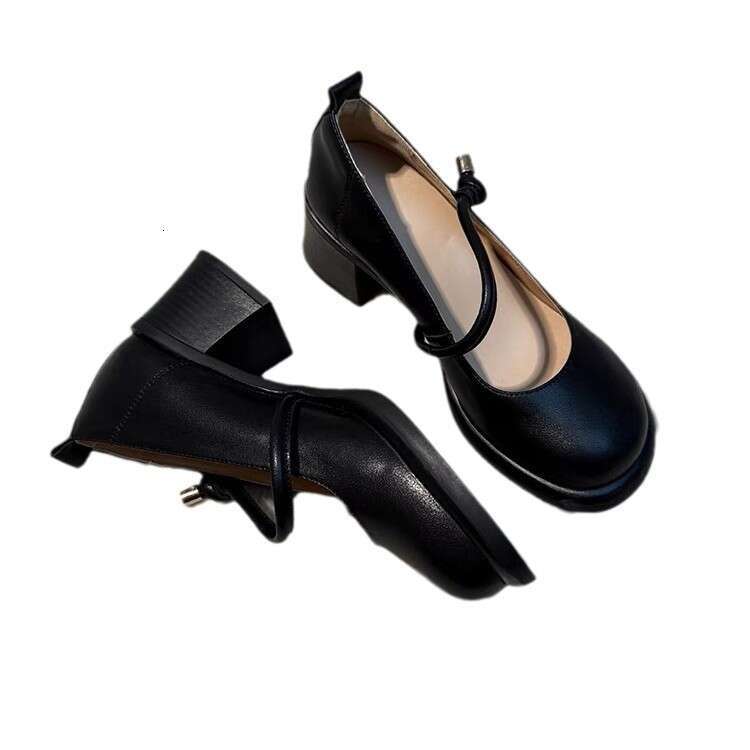 Genuine Leather Mary Jane for Women, New Autumn Style, Chunky Heel, Round Toe, Shallow Mouth, Versatile Commuter Shoes