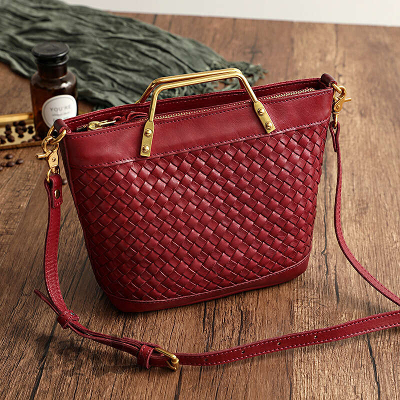 Tote Bag Braided Handbag Genuine Leather Handwoven Women S Vegetable Tanned Cowhide Washed And Waxed Artistic Crossbody Elegant Bag Shoulder Bag