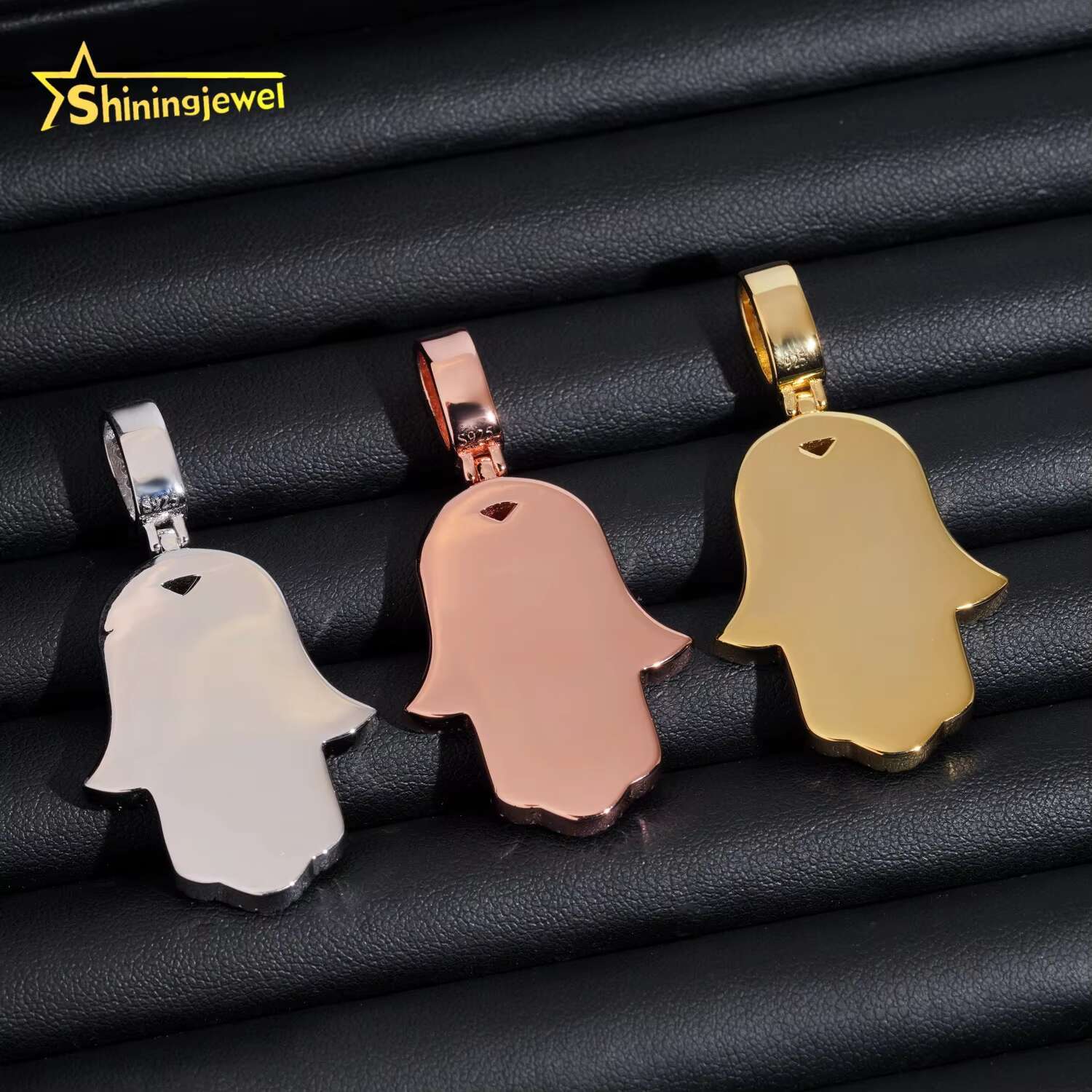 Factory Price RTS 925 Sterling Silver Gold Plating Hip Hop Jewelry VVS Diamond Necklace Moissanite Iced Out Hamsa Pendant