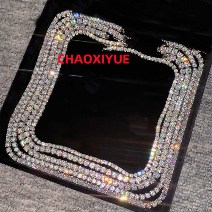 Hip Hop Custom Moissanite Tennis Chain 3mm 4mm 5mm 925 Sterling Silver Cuban Link Necklace for Men with 26 Inch Length