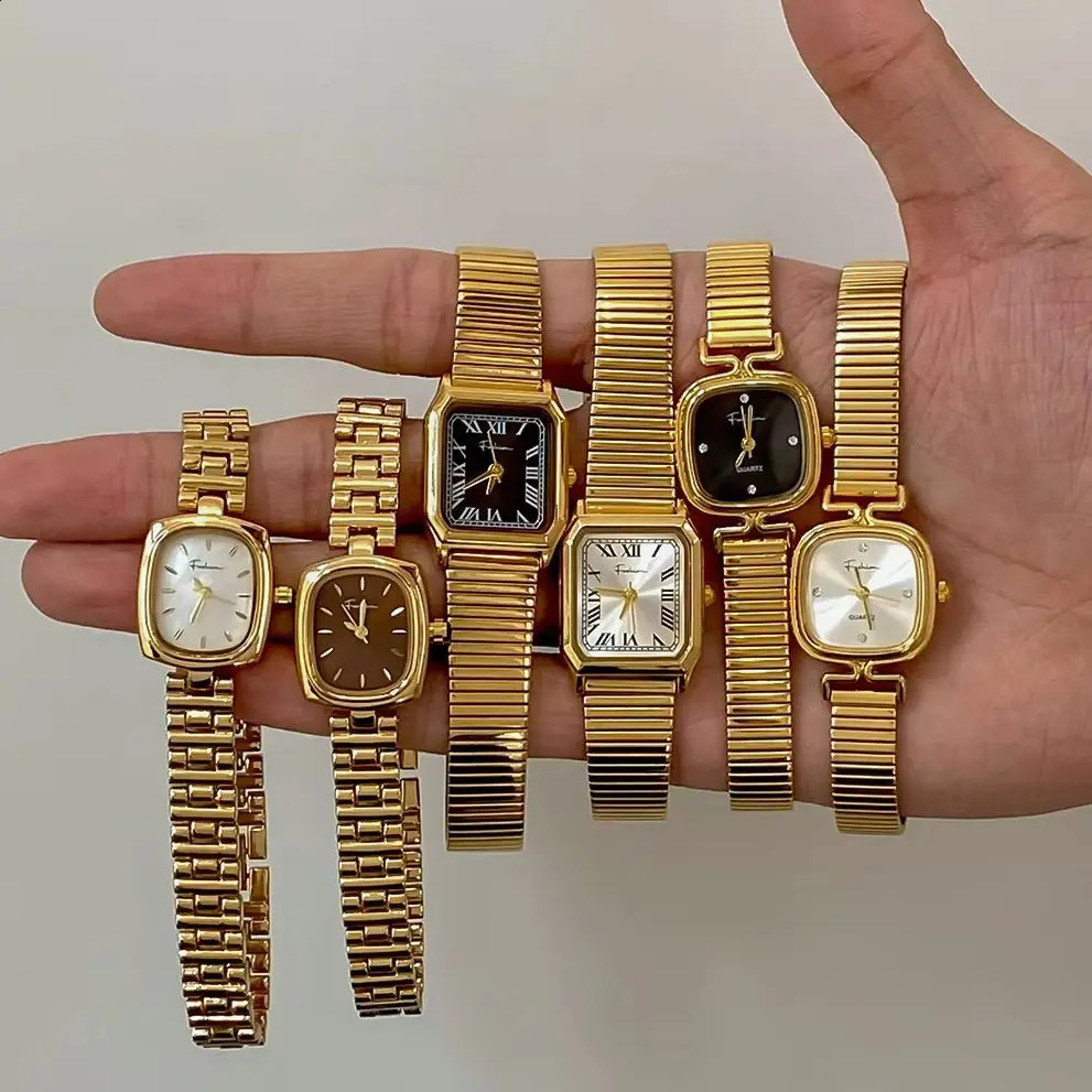 Uworld 18K Premium Gold Color Plated Stainless Steel Quartz Mechanism Watch Trendy Statement Texture Wrist Jewelry Gala Gif 250520