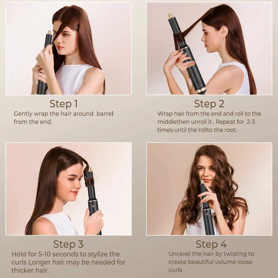 5 in 1 Electric Hair Dryer Comb Hair Straightener Comb Negative Ion Curling Iron Styling Tools Multifunctional Hot Air BrushXJ250528
