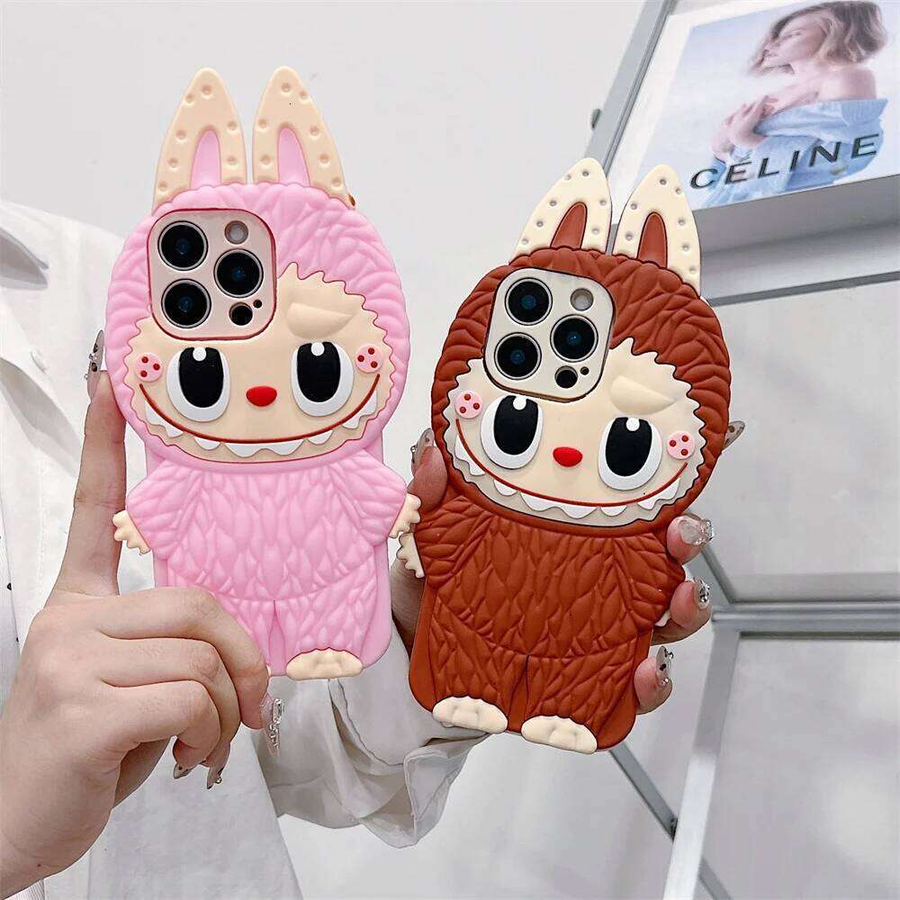 3D Cartoon Labubu Rabbit Soft Silicone Phone Case For iPhone 16 15 11 12 13 mini 14 Xs Pro Max XR 6 6s 7 8 Plus SE2 Cute Cover