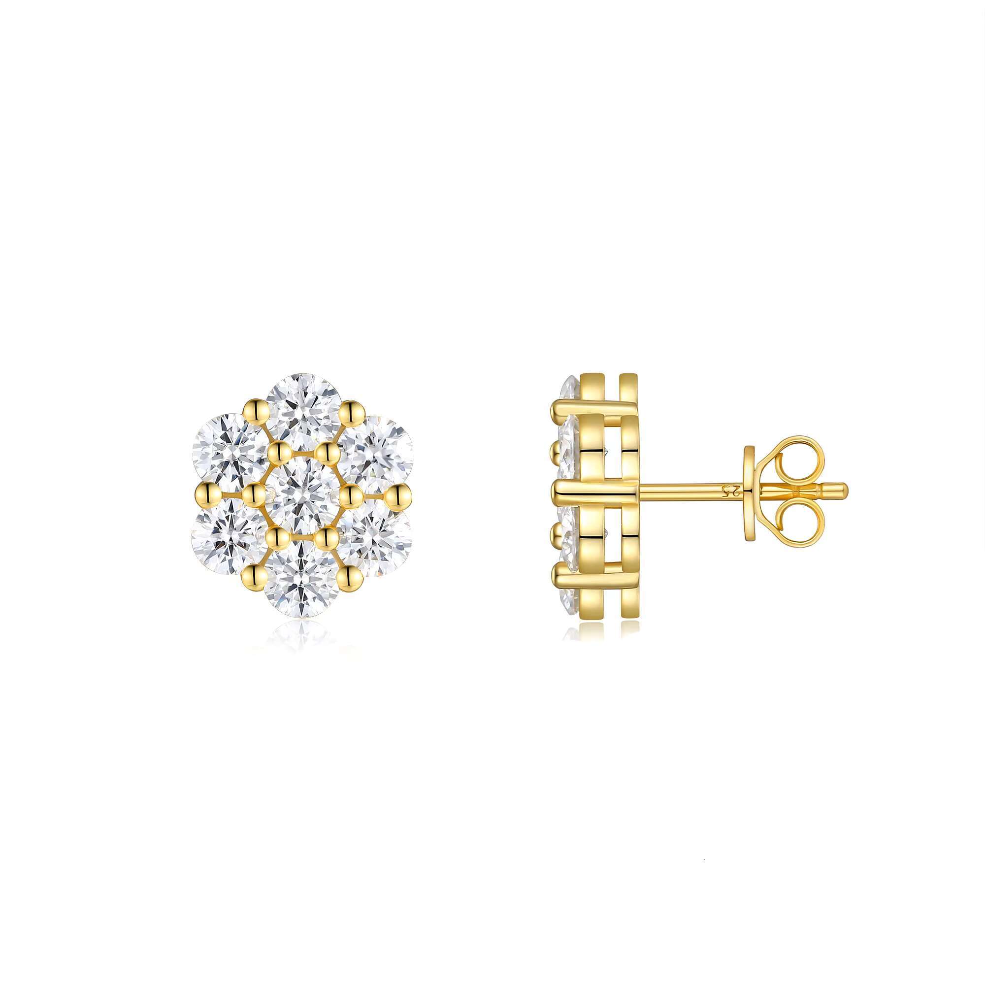 Cluster Flower S925 VVS Moissanite Earrings for Men and Women 925 Sterling Silver Moissanite Stud Earrings with GRA Certificate