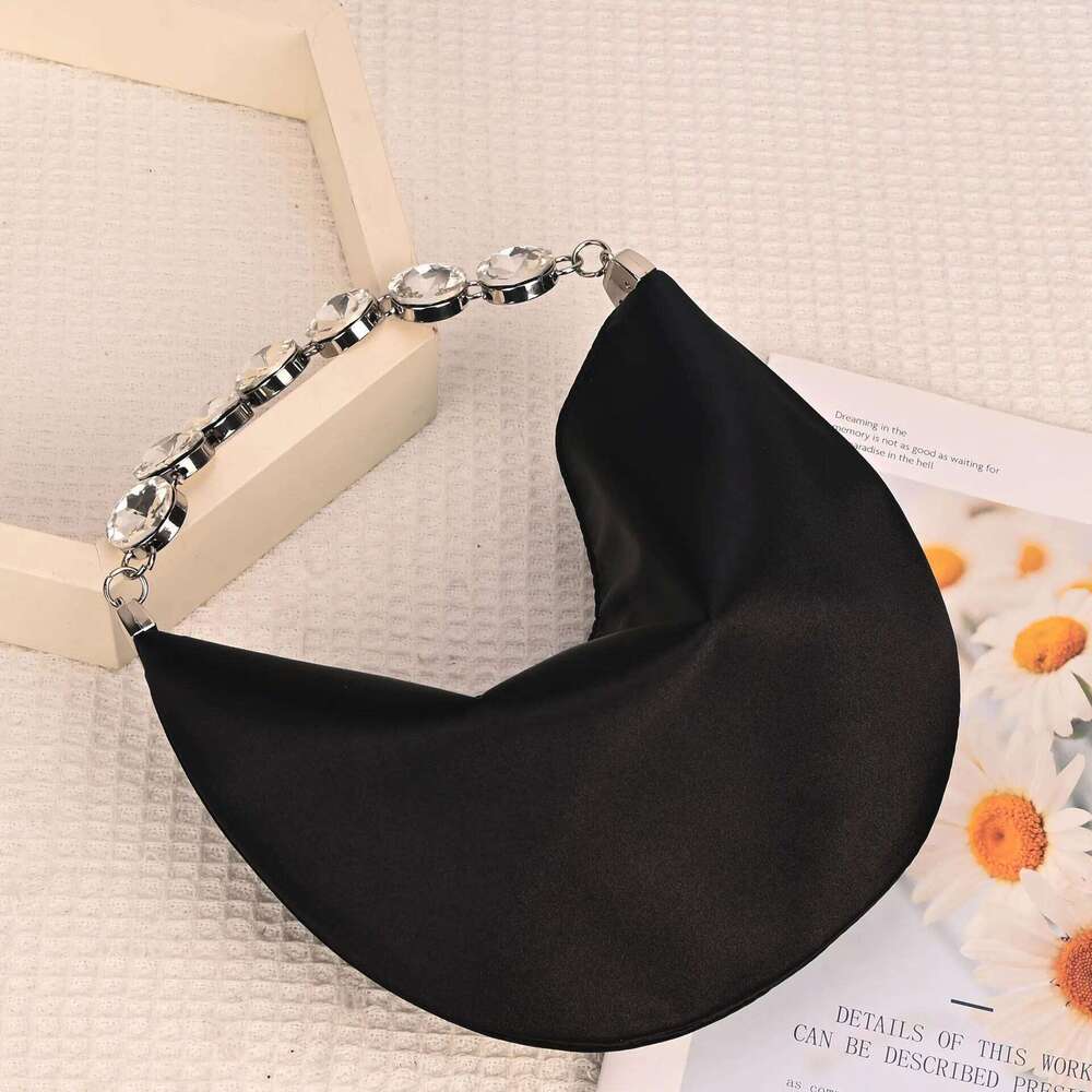 Women's Bags Designer Rhinestone Handle Crystal For Women Purses And Handbags Half Moon Satin Shoulder Silk Crescent Cloud Bag Evening Bags
