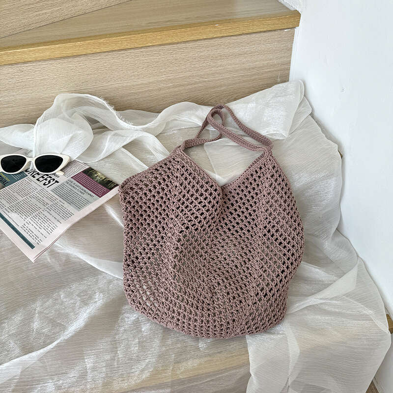 Large Capacity Hollow Cotton Rope Casual Fashion Lazy Style Vacation Shoulder Versatile Women's Commuter Bag B5