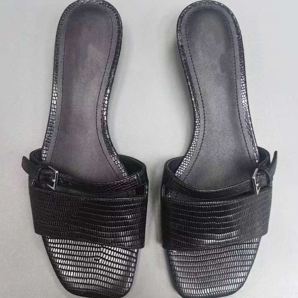 Cowhide Version ~ French Niche Open-Toe One-Strap Sandals for Women, Summer 2025 Versatile Tapered Mid-Heel Slippers