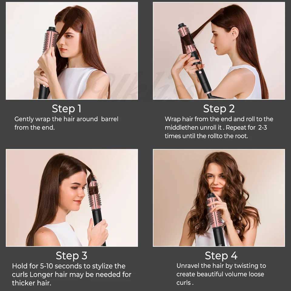 Thermal Brush Heated Curling Brush Ceramic Curling Iron Volumizing Brush with 3 head Heating Round Brush Travel Hair Curler CombXJ250528