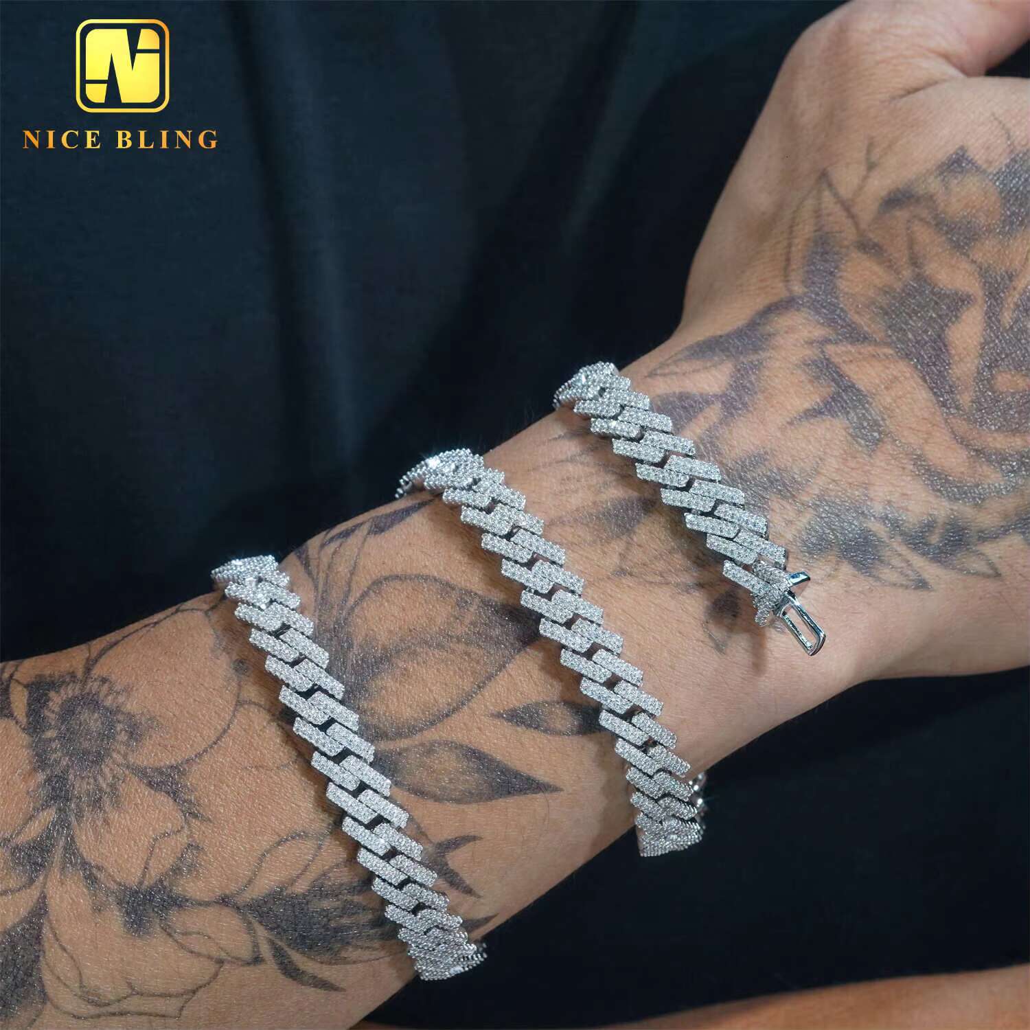 10mm Hip Hop Necklace Fashion Style S925 Vvs Moissanite Iced Out Jewelry Moissanite Diamond Cuban Link Chain