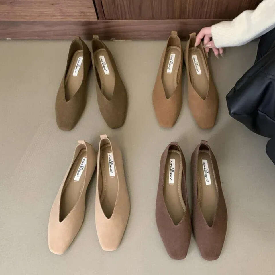Autumn Women Flat Square Head Shallow Slip on Ladies Casual Soft Leather Elegant Ballet Mary Jane Shoes Designer Shoes