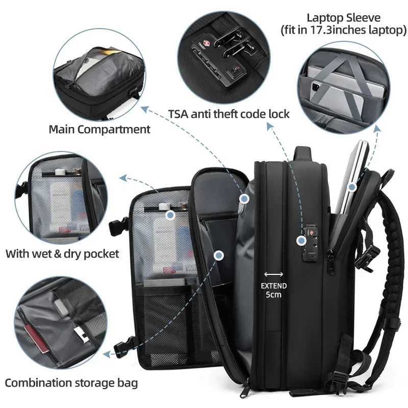 Men Travel Backpack vacuum compression Laptop Backpack 7 inch Extended Large Capacity school Backpack Hiking Business backpack W250529