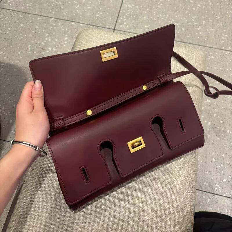 New Lock Small Square Women's Genuine Leather Handbag Classic Black Brand Design Shoulder Ladies Crossbody Bag