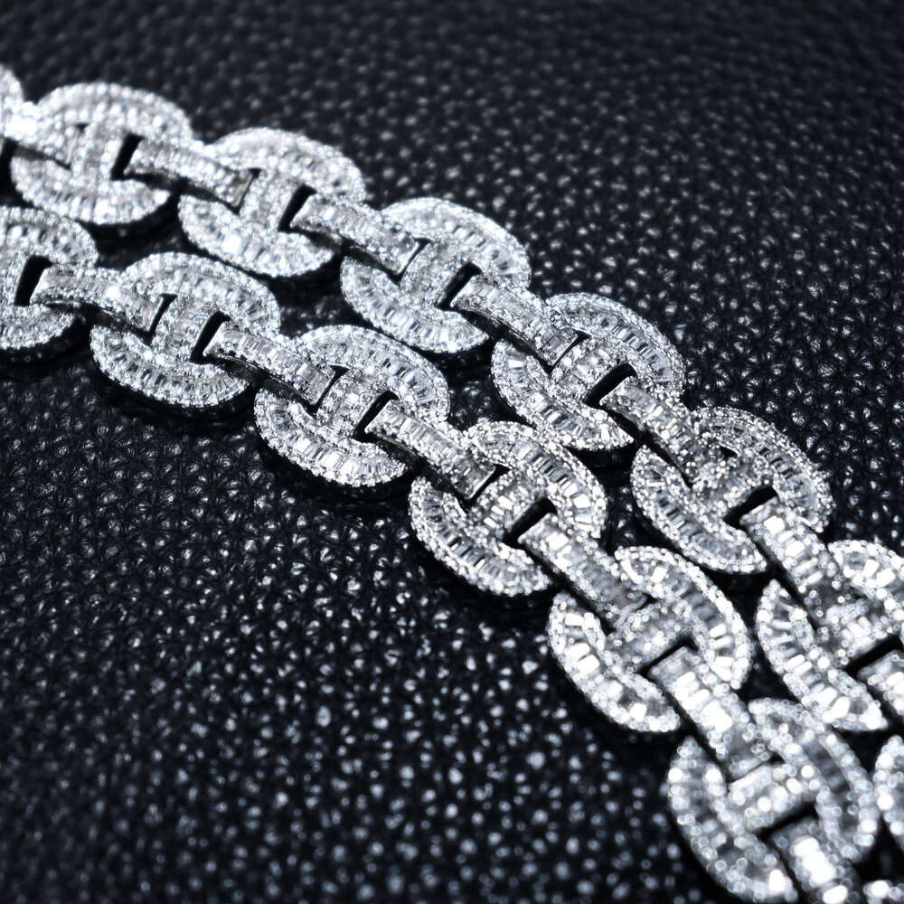 In Stock VVS Moissanite Hip Hop Mens Rapper Diamond Chains 14MM Pendant Necklace Cuban Link Chain 925 Sterling Silver
