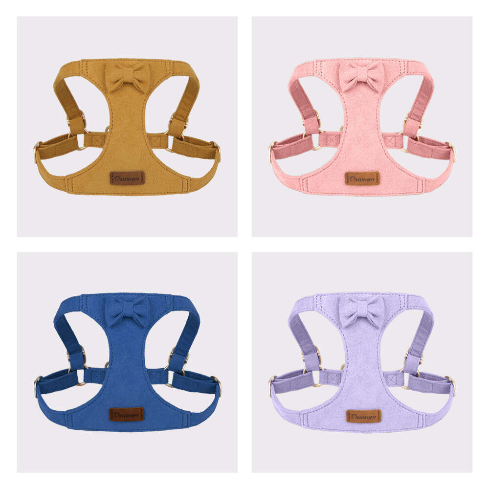 New Leash Vest-Style Collar Deer Fiber Veet Dog Chest Harness Three-Piece Set Pet Supplies