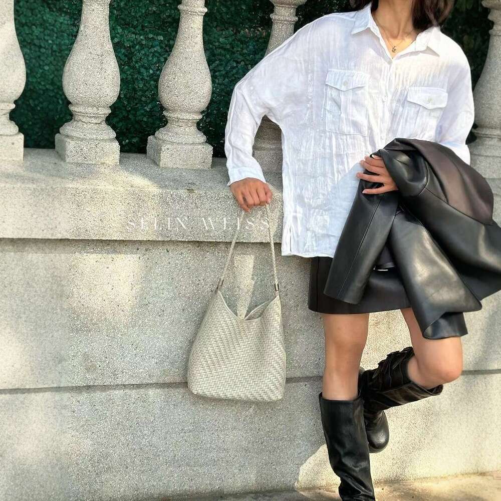 Tote Bag Woven Tote For Women New Style Office Commute Large Capacity Shoulder Fashionable Simple Underarm Bag Trendy Shoulder Bag Braided Handbag