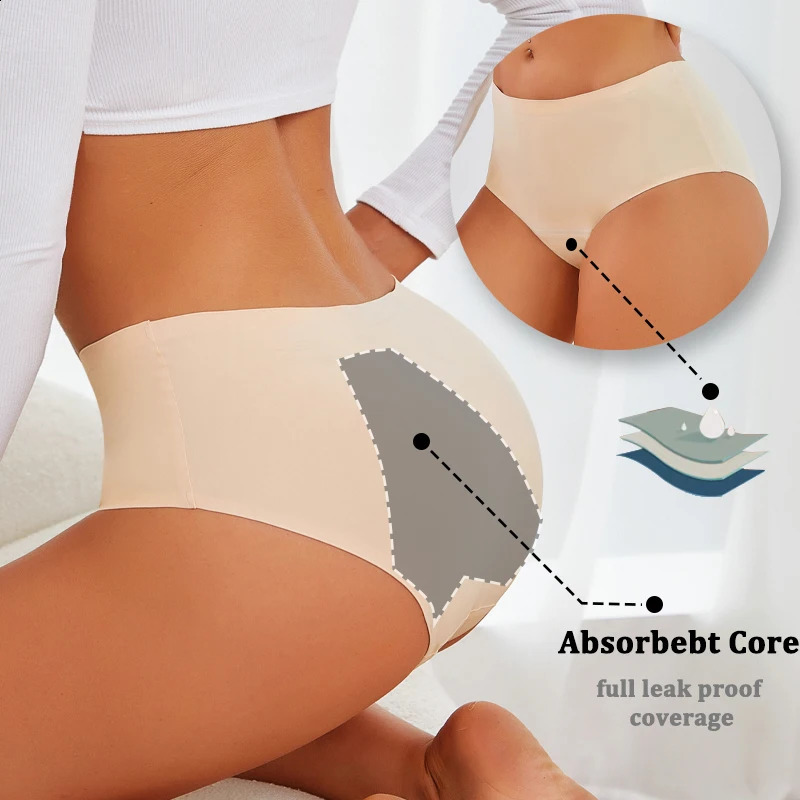 Seamless High Waist Menstrual Pantie Physiological 4 Layers Leak Proof Underwear Sexy Briefs No Trace Breathable Panties 250526
